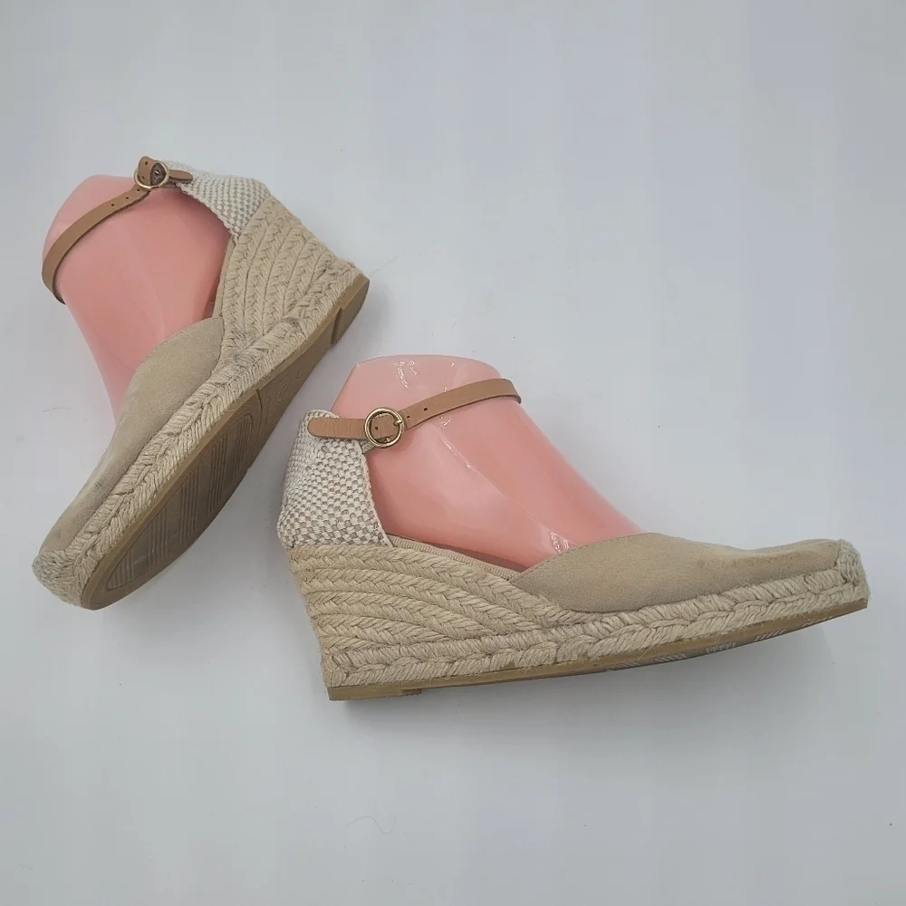 Kanna Laura espadrille wedge sandals suede and hemp size 9 new